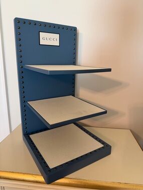 Gucci Blue Tiered Display Stand with Cream Shelves